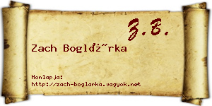 Zach Boglárka névjegykártya